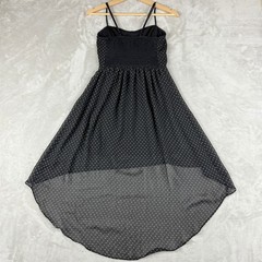 Forever 21 Dress Womens S Black High Low Polka Dot Spaghetti Strap Pleated Boho
