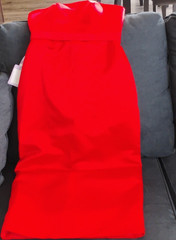 Red Sheath Midi Dress Bow Accent Button Closure Sleeveless Strappy Size S