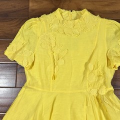 Antonio Melani Women’s Size 14 Yellow Floral Appliqué Iris Linen Mini Dress