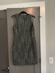 Theory Tweed Sheath Dress Black/White Sleeveless Round Neck Knee-Length 10