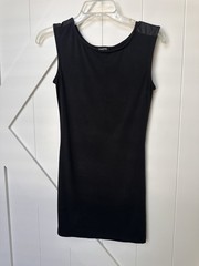 bebe Women’s Black Solid Bodycon Mini Dress Sleeveless Round Neck Size S/P