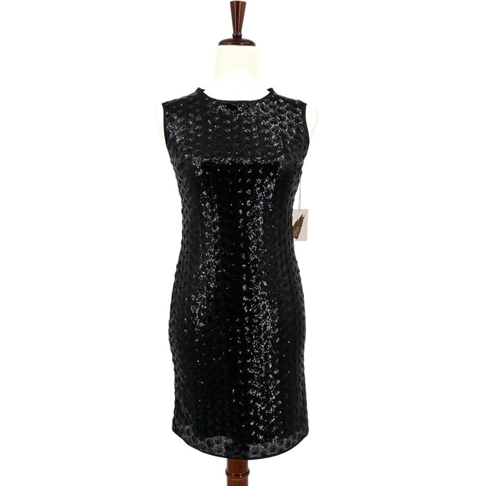 LOVE 21 Sequins Sleeveless Cocktail Dress Black Crewneck Mini Women&rsquo;s Small NWT