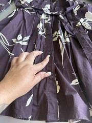 A New Day Women XS Purple White Floral Shirt Dress Collared Belted Cotton