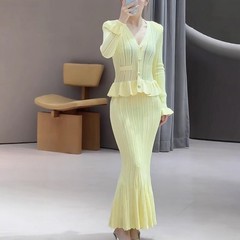Self-Portrait Womens Autumn New Temperament V-neck Knitted Dress
