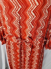 Drawstring Waist 3/4 Cuff Sleeves Key Hole Back With Button Close