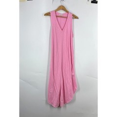 Z Supply Pink Cotton Slub V-Neck High-Low Tulip Hem Maxi Dress Large ZD182359