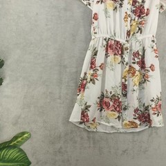 J FOR JUSTIFY Shirt Dress Off-The-Shoulder Elastic Waist White Floral Size Small