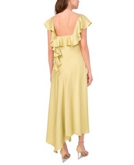 NWT! Parker Women&rsquo;s Bridgette Ruffle Trim Asymmetric Hem Maxi Dress Pistachio 2