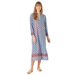 LIVRO Tuckernuck Classic Kurta Caftan Block Print Cotton Bloom Maxi Dress M