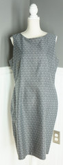 DUE’ per DUE Veste Black & White Silk Blend Jaquard Sleeveless Sheath Size 16