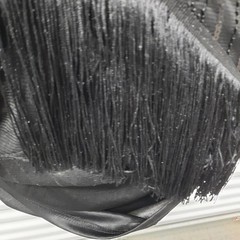 Vintage Black Beaded Fringe Dress Womens Small Whimsigoth Dark Romantic Gothic