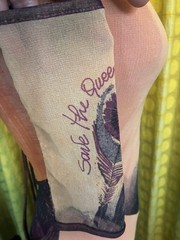 Y2K SAVE THE QUEEN Multicolor Mesh Layered Tattoo Print Maxi Strappy Dress M