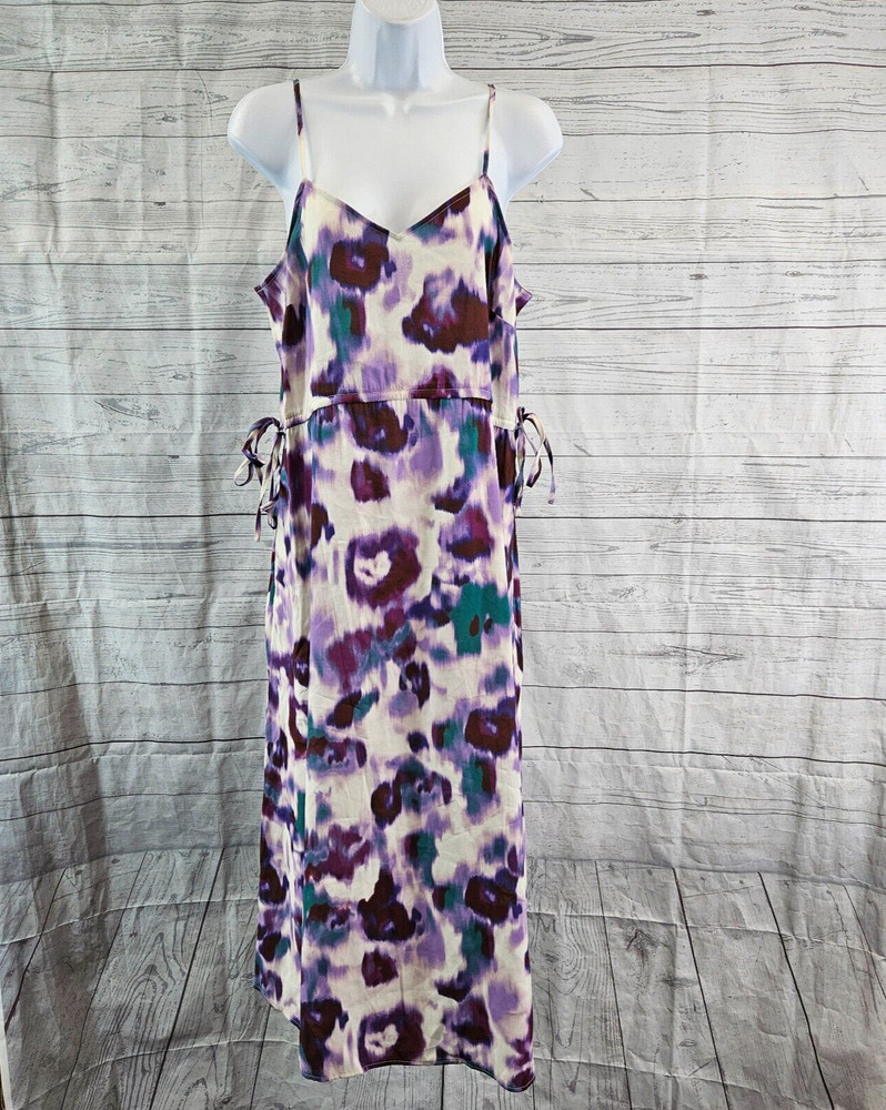Universal Thread Womens Dress Sz Small Purple Teal Side Ties Pockets Sleeveless
