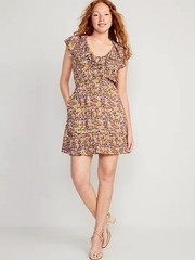 Old Navy Women&rsquo;s Waist-Defined Flutter-Sleeve Floral Mini Dress 3X Cottagecore