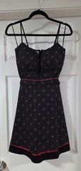 SUZY SHIER SPAGHETTI STRAP CHERRY & POLKA DOT PRINT PIN UP DRESS SIZE SMALL