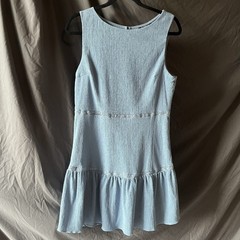 B. DARLIN | Dusty Blue Shift Dress Textured Boho Cottagecore Spring | 13/14