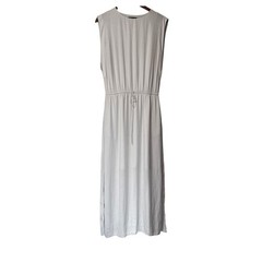 Vince Light Grey Sleeveless Drawstring Waist Midi Dress XXS Pockets Side Slits