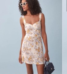Reformation “The Humphrey” Ivory Yellow Blue Size 0