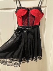 Gothic 2010’s Full Mini Dress Forever 21 Red Black Sz Large Lace No Tag Flaw