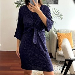 NUMPH Blue Silver Flowy Tie Knot Front Dress Size S NWT