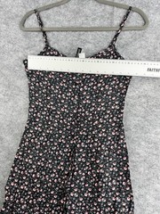 Black Floral Print Summer Dress Adjustable Straps Lightweight Viscose Sundress