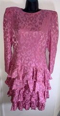 VTG A.J. Bari 100% Silk Drop Waist Ruffle Dress Sz 10