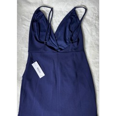 NWT Sunset + Spring Bloomingdale Navy Blue V-Neck Dress Size Small
