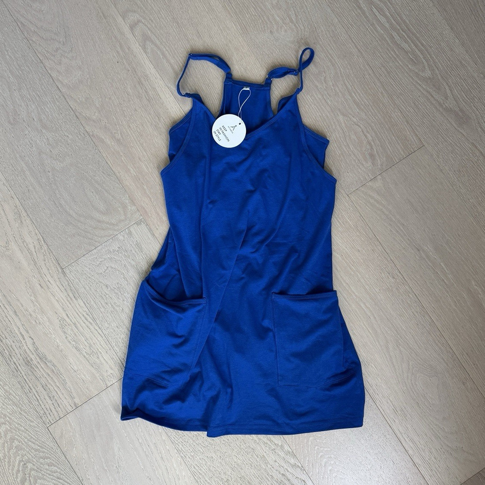 Anrabess NWT Blue V-Neck Sleeveless Strappy Dress w/ Pockets Size S