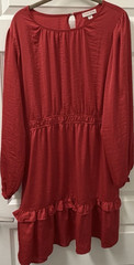 Knox Rose Red Ruffle Long Sleeve Short Dress M 100% Recycled Polyester