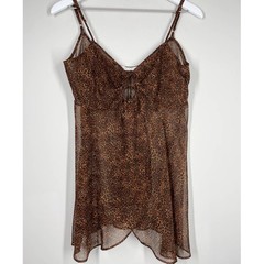 VICTORIAS SECRET Leopard Slip Mini Dress Sheer M