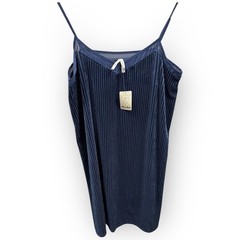 NWT Mudd Striped Velvet Slip Dress Size Large Mood Indigo N18