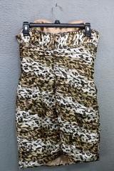 Cassandra Stone Strapless Beaded Leopard Print Bodycon Mini Dress-Sz 8-Designer