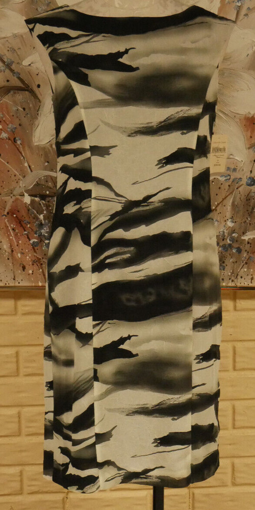 NWT ELEGANT COLDWATER CREEK SIZE 6 BLACK AND GRAYS POLYESTER SHEATH DRESS
