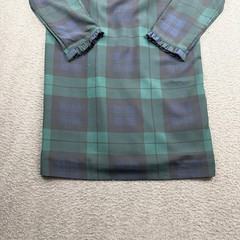 J.Crew Plaid Shift Dress Women&rsquo;s 2 Green Black Watch Ruffle Neck Long Sleeve