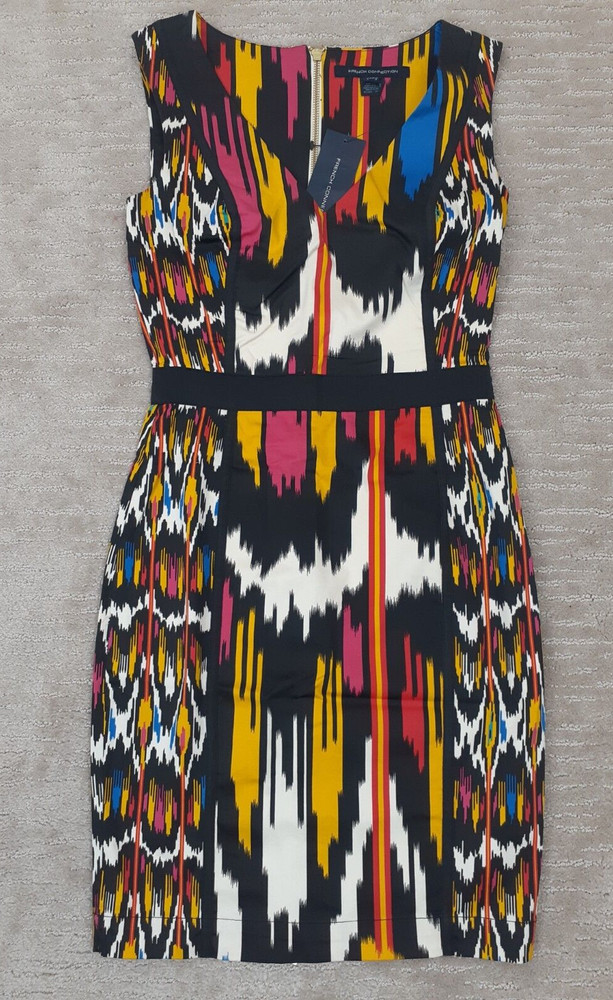 French Connection Womens Sz 0 Vibrant Southwestern Cap Sleeve Sheath Party Dress