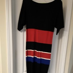 Banana Republic Women’s Sweater Dress Black Striped Round Neck Short Sleeve M