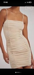‘Pink Vanilla’ ‘stone’ Colour Cream Ruched Bodycon mini Dress Size 8