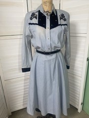 80s 90s Wildfire Western Cowgirl Maxi Shirt Fit Flare Dress Equestrian Small