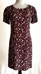 Somewhere Paris Leafy Mini Sheath Dress Rayon Burgundy Sz 36 EU, US Sm