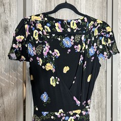 Free People Wrap Dress Women Size M Maxi Floral Tulip Hem Sleeve Romantic Boho
