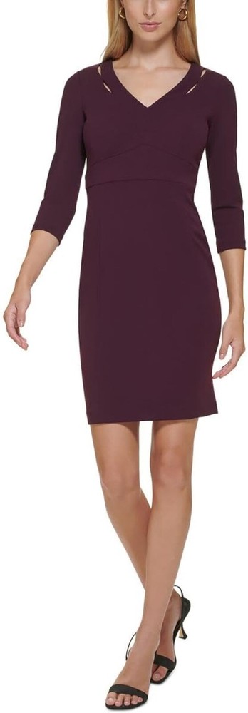 Calvin Klein Womens Petites Panel Mini Sheath Dress- Size-10P