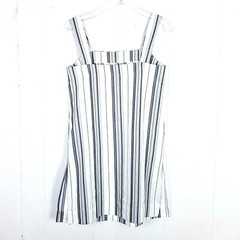 Prologue Women XS Tunic Shift Dress White Gray Striped Square Neck Casual New