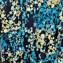 White Stuff Navy Teal Green Print V-Neck Dress UK 18 A-Line Cotton Modal Jersey