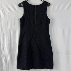 Hatley Size 6 Black Shift Dress Sleeveless Zip Mini Textured Cotton Charm