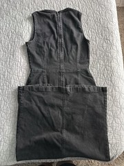GAP Tall 8 Gray Solid Denim Long Shift Dress Sleeveless Round Neck