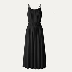 OGL Vacay Gathered U-Neck Spaghetti Midi Bra Dress with Pockets – Black