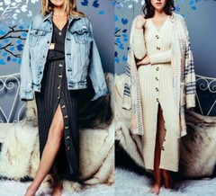 Cable Knit Button Down Long Maxi Sweater Dress Cardigan Duster Top Charcoal M