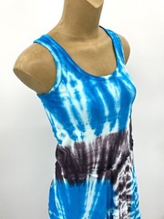 New! Solitaire 100% Cotton Long Maxi Dress Tie Dye Blue Sleeveless