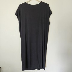 EILEEN FISHER Grey Cowl Neck Drape Jersey Dress M Loose Fit Chic Modest Casual