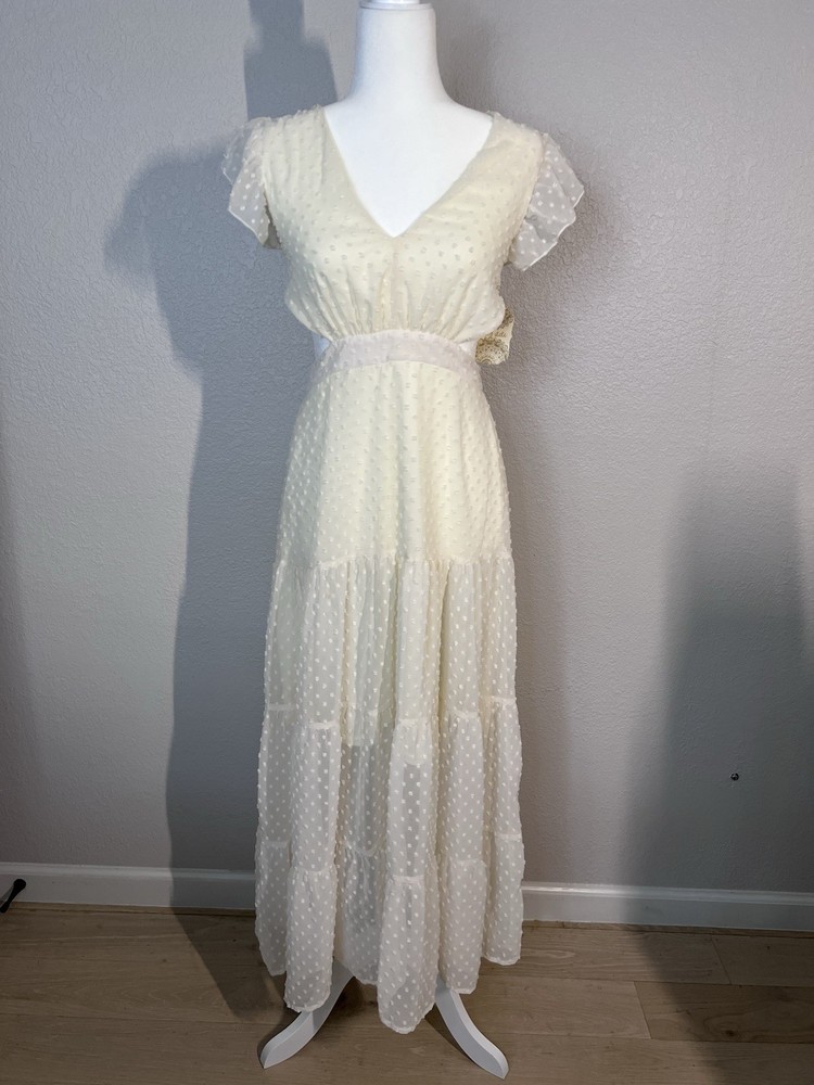 NWT Altar&rsquo;d State Dress Size Large in Cream Feminine Romantic Sheer Fabric